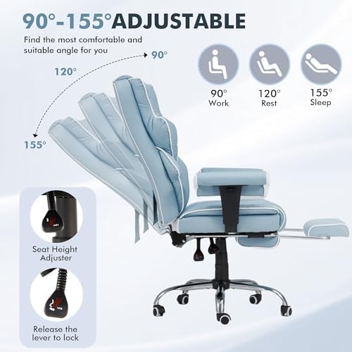 HOMREST Heated Massage Executive Office Chair with Foot Rest,Airy Blue - Image 7