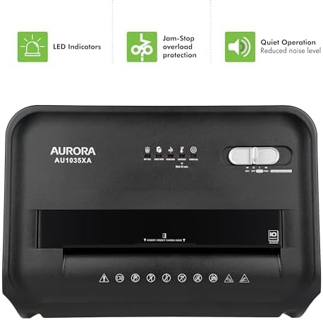 Aurora AU1035XA 10-Sheet Crosscut Paper/Credit Card Shredder with 4-Gallon Pullout Wastebasket - Image 5