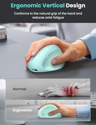 TECKNET Ergonomic Mouse, Bluetooth 5.0/3.0 & USB A, Wireless Vertical Mouse - Image 2
