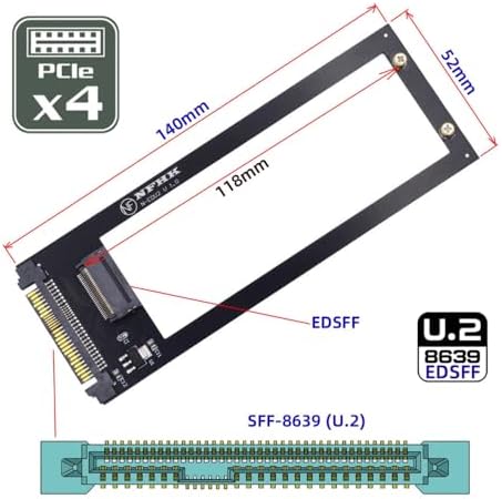 CY Card U.2 SFF-8639 Host to PCI-E Ruler 1U GEN-Z EDSFF 9.5mm 15mm 25mm Short SSD E1.S with Heat Sink PM9A3 PM9D3 P5801X Carrier Adapter - Image 3
