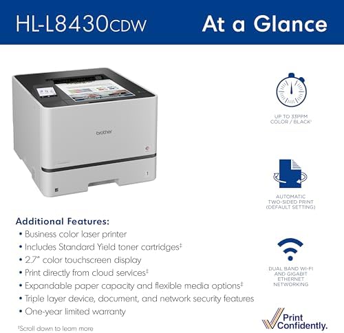 Brother HL-L8430CDW Business Color Laser Printer with Low-Cost Printing and Wireless Networking - Image 4