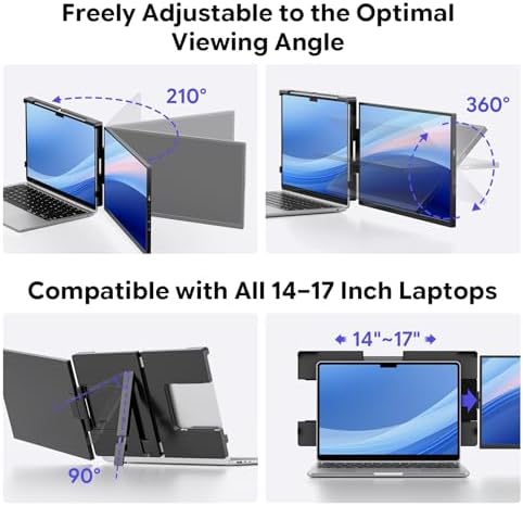 15.6" Laptop Screen Extender,FHD 1080P IPS Portable Monitor for 13"-17" Laptops, Dual Travel Screen Monitor Plug & Play, Laptop Screen Monitor Extender Compatible with Windows/Mac/Android & Chrome OS - Image 6