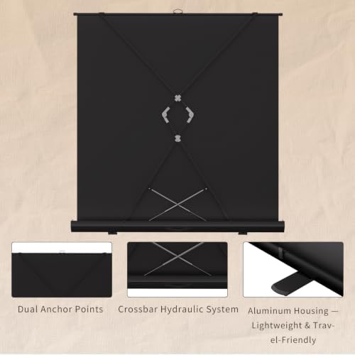 Floor Rising Projector Screen 80 Inch 16:9, Manual Pull Up Portable Screen - Image 6