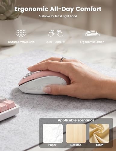 WisFox 2.4GHz Wireless Mouse for Laptop, Ergonomic 6-Button, Rose Gold - Image 3
