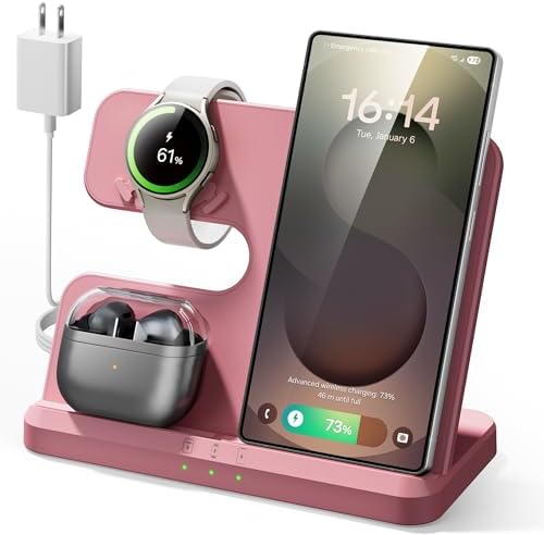 Wireless 3 in 1 Charging Station for Samsung, Phone and Watch Charger for Galaxy S25 Ultra/S24/S23/Z Fold, Wireless Charging Dock for Samsung Watch Galaxy 8/7/6/5, Galaxy Buds 3/2/Pro by EDDIBOX