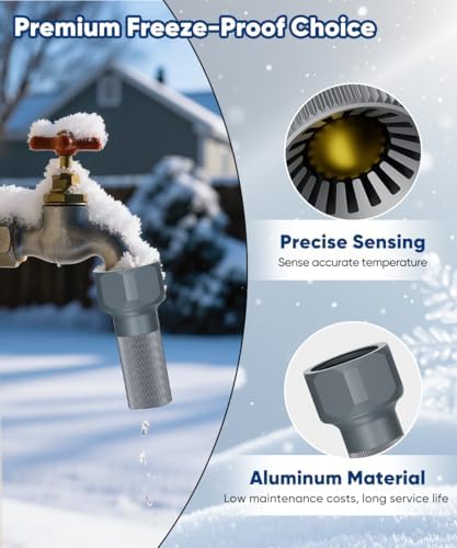 3/4-Inch Thread Faucet Freeze Protection Valve, Freeze Proof Faucet Cover for Outdoors, Winter Frost Proof Auto Temperature Control for Garden, Lawn & Yard Spigot, Grey, 2pcs - Image 4