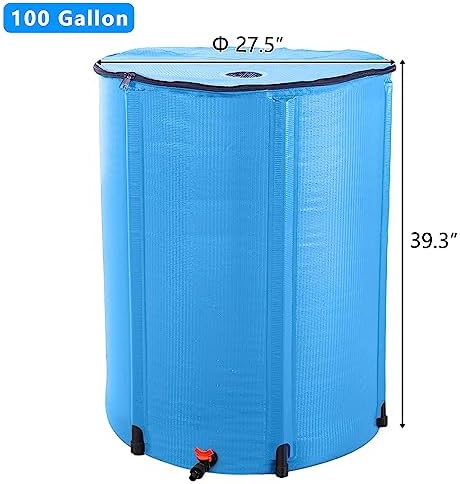 100 Gallon Collapsible Rain Barrel, Portable Rainwater Collection System, Water Storage Tank, Rain Catcher Barrel with Spigots and Overflow Kit, Rainwater Barrels Collector for Garden, Blue - Image 6