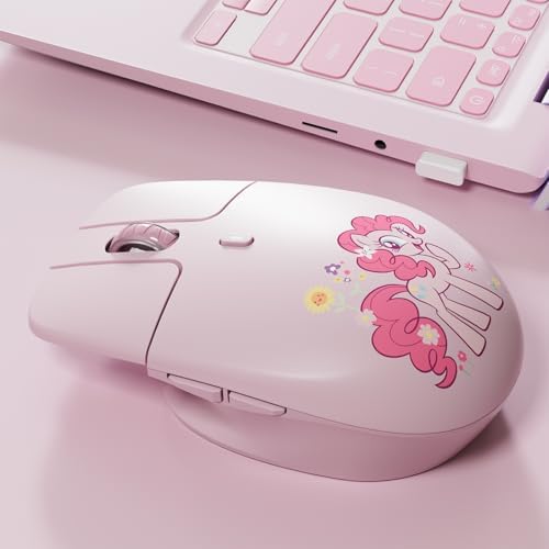 My Little Pony Silent Wireless Mouse - M03 Innovative Floating Button Design, Quiet Clicks, 3 Adjustable DPI (800/1600/3200), Dual-Mode (2.4GHz/Bluetooth), Ergonomic for Mac/Windows (Pink) by MyLittlePony