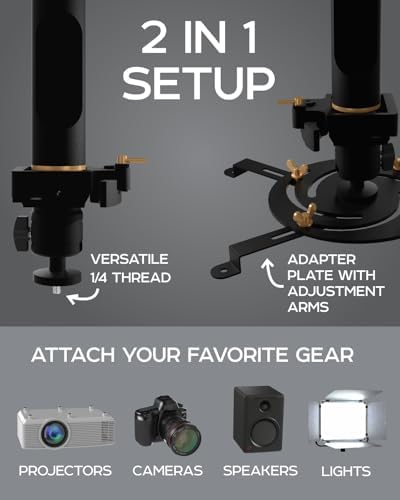 Universal Projector Mount for Ceiling & Wall, Adjustable 13.8" to 21" - Image 3