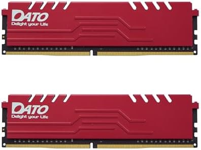 DATO 16GB RAM (8GBx2), DDR4 Up to 3200MHz with Heatsink, PC4-25600 CL16 1.35V XMP 288-Pin Non-ECC UDIMM, Desktop Memory Module for Gaming, Extreme Red by DATO