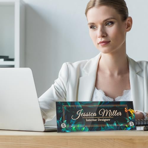 Personalized Acrylic Office Desk Name Plate with Standoff Barrels - Image 2