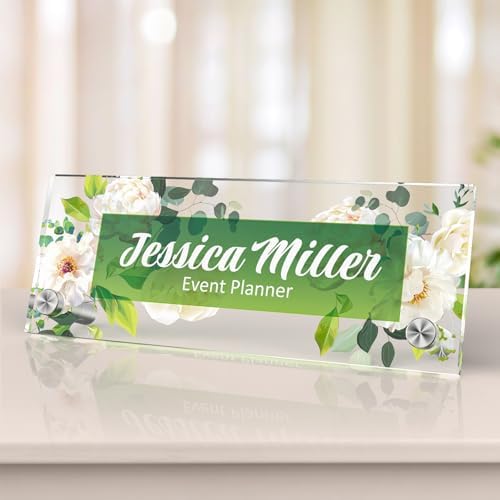 Personalized Acrylic Office Desk Name Plate with Standoff Barrels by nyareka