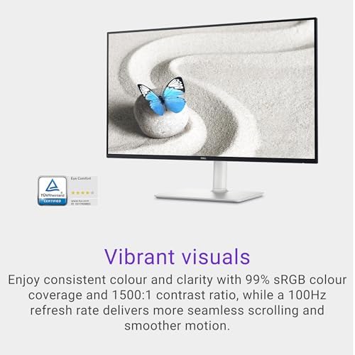 Dell S2725HS 27 Inch Monitor, FHD (1920x1080) Display, 100Hz Refresh Rate, 1500:1 Contrast Ratio, TÜV Rheinland Eye Comfort 4 Star, Integrated 2x5W Speaker, Height/Tilt/Swivel/Pivot- Ash White Color - Image 4