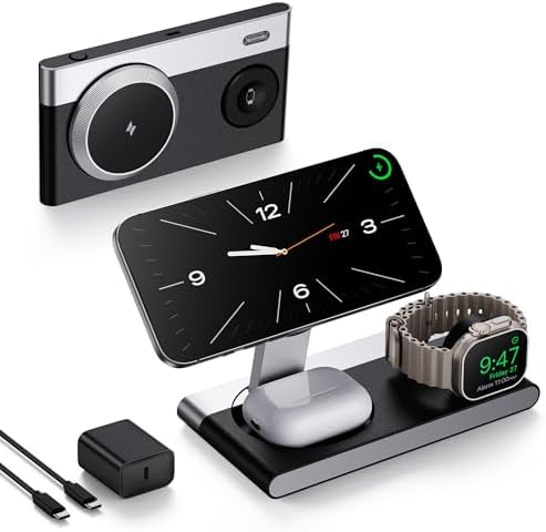 Mukiya 3 in 1 Magnetic Wireless Charging Station for Apple Devices (Black) by Mukiya