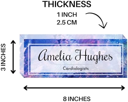 Customized Clear Acrylic Thick 8x3" Acrylic Black - Desk Name Plate Block with Personalized Logo - Professional Office Decor - Customized Acrylic Plate Gift for Teacher Co-workers (Indigo Dream) - Image 4