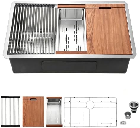 30 Inch Undermount Kitchen Sink - Mocoloo 30x19 Inch Stainless Steel Workstation Sink 16 Gauge Handmade Single Bowl 10" Deep Kitchen Sink by MocolooHome