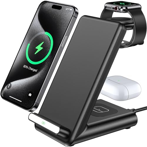 Wireless Charging Station,3 in 1 Charging Stand for Apple Multiple Devices by QKXC