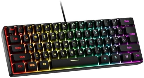 Snpurdiri 60% Wired Gaming Keyboard, 61 Keys RGB (Black) by Snpurdiri