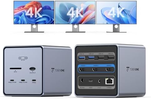 TobenONE 16-in-1 Laptop Docking Station Triple 4K Monitor,150W Power Supply by TobenONE