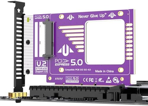 JEYI U.2 to PCIe 5.0 X4 Adapter Card for 2.5inch U.2 NVMe SSDs, 128Gbps by JEYI