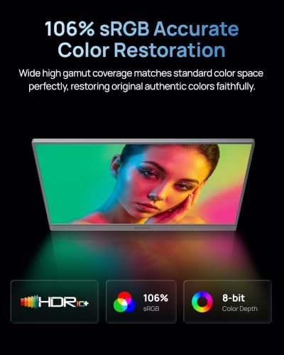 ARZOPA 16.1'' 144Hz Portable Gaming Monitor 106% sRGB-Z1FC Gray - Image 3