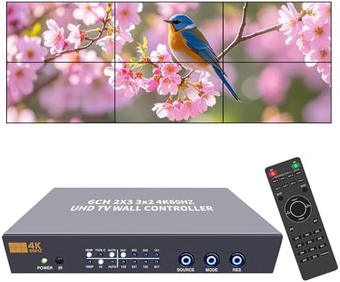 ISEEVY 4K60 Video Wall Controller 2X3 3X2 UHD TV Wall Controller 2X2 1X5 5X1 1X6 6X1 Support HDMI USB-C 4K60 Inputs and 6X HDMI 4K Outputs for max 6 TVs into 1 Wall by ISEEVY