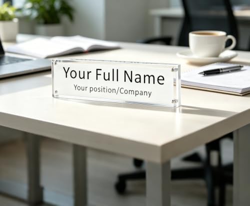 IEEK 2 PCS Acrylic Desk Name Plate for Office,Clear Acrylic Block Nameplate Double Sided Desk Name Plate Holder Business Desk Sign Holder, DIY Your Personalized Name for Desk,2.5x10 Inch - Image 7