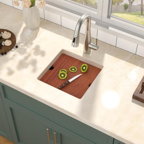 Mocoloo Square Undermount Bar Sink 15x15 Inch Single Bowl Undermount Kitchen Sink 16 Gauge Stainless Steel Bar Prep Workstation 9" Handmade Sinks - Image 5