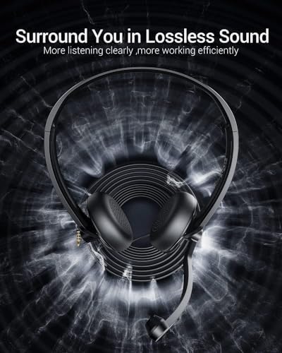 FEABASK USB Headphones with Microphone, Lightweight Wired PC Headset, Inline Mute for Home Office Online Class Zoom Skype(5pcs) - Image 4