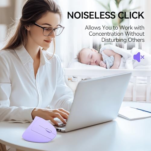 TECKNET Ergonomic Mouse, 4800 DPI Wireless Bluetooth Vertical, 3-Device - Image 6