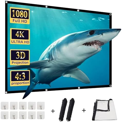 Projector Screen 100 INCH, DUYIKJ Foldable Washable Portable Rear Front Projector Screen 4K Indoor Outdoor 4:3 HD Projection Movies Screen for Backyard Home Theater Office by DUYIKJ