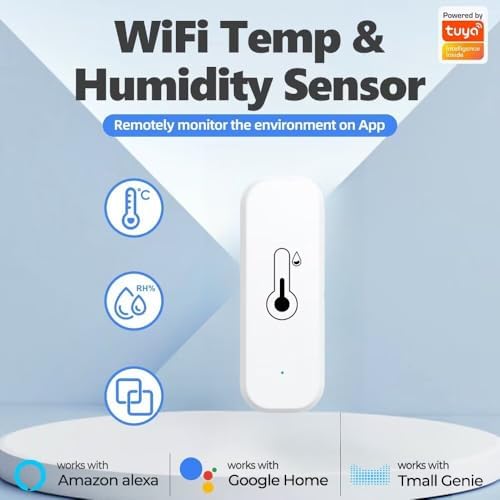 WiFi & Bluetooth Temperature and Humidity Sensor,No Hub Required,Compatible with Alexa and Google Home,for Home, Baby Rooms,Greenhouses Accessories, Garages, Office 1Pack(No Include Battery) - Image 2