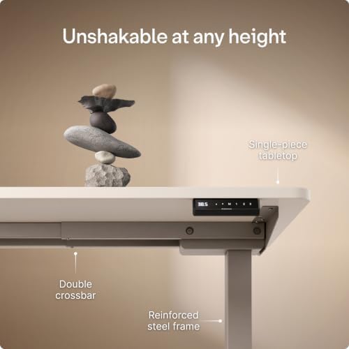 Desktronic HomePro Standing Desk 60x30 — Made in Europe, Ergonomic Sit Stand Home Office Desk, Electric Height Adjustable, Dual Motor, USB & USB-C Charging, Wobble-Free, Touchscreen, 3 Memory Presets - Image 3