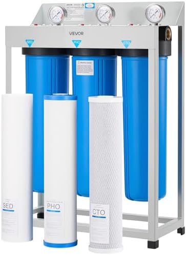 VEVOR Whole House Water Filter System, 3-Stage | Sediment, PHO, CTO | 4.5" x 20" Home Water Purifier Filter Reduce Chlorine, Bad Taste, Odor, Rust, Prevent Scale and Corrosion by VEVOR