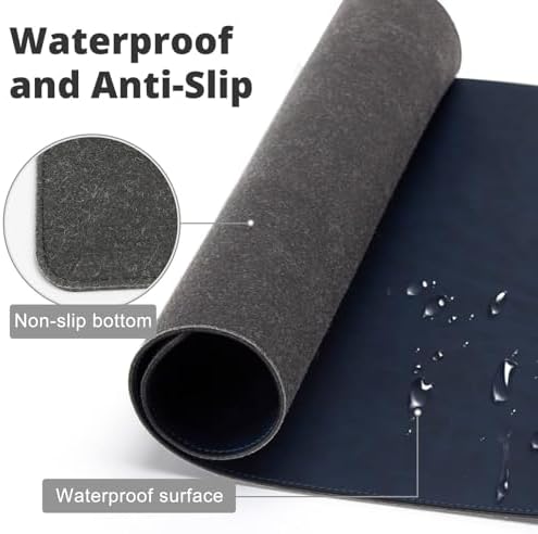 Magnetic Wireless Charging Desk Mat, 23.4''x15.6'' Large Office Mouse Pad, Microfiber Leather Mouse Mat with Ultra-Smooth Surface, Waterproof Computer Keyboard Desk Mat for Office & Home, Laptop, Blue - Image 3