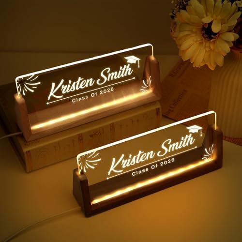 Custom Name Plate for Desk, Personalized Light Up Acrylic Desk Name Plate, Personalized Graduation Gifts 2026 for Him Her, Class of 2026 Graduate Gift, High School College Grad Gift (Design10-Graduation) - Image 6