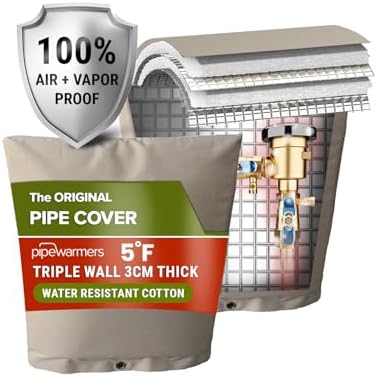 The Original Winter Pipe Insulation Cover (5˚F) - Double-Wall Cotton (UV-Coated) Insulated Backflow Preventer Freeze Protection, Pump Cover, Sprinkler/Well Head Cover for Outside - (14" W X 18" H) by PipeWarmers