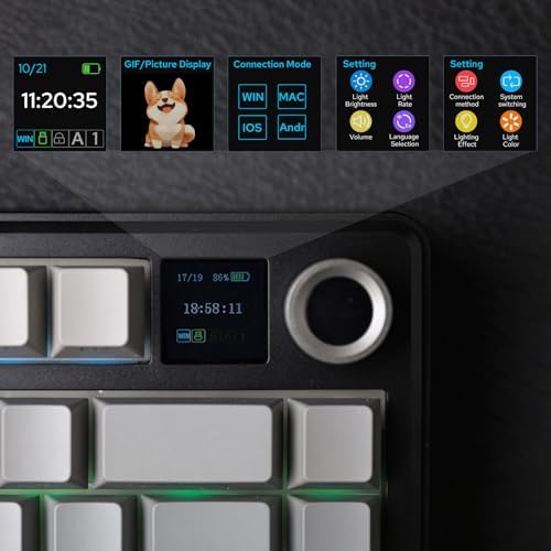 EPOMAKER X Aula F75 MAX Wireless Mechanical Keyboard with TFT Screen and Knob, Gasket Gaming Keyboard in 75% Layout, Hot Swappable, RGB Backlight, for PC/Mac/Linux (Black Gradient) - Image 4