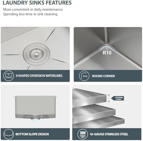 Lordear 23" x 19" x 13" Undermount Kitchen Sink - Image 5