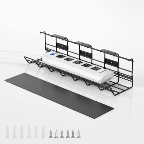 DELAMU 1 Pack Under Desk Cable Management Tray, Black by DELAMU