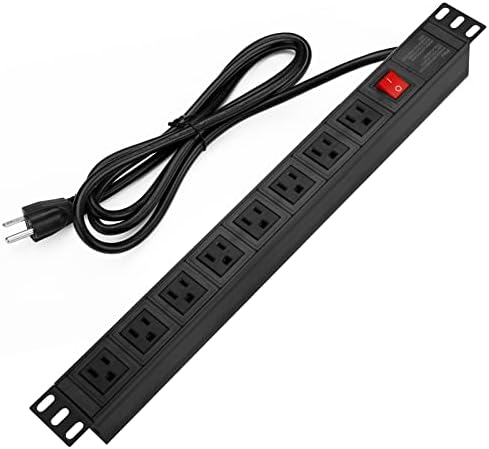 BTU Power Strip Surge Protector Rack-Mount PDU, 8 Right Angle Outlets Wide-Spaced, Mountable Power Strip Heavy Duty for Server Racks, Commercial, 300J,ETL (Black 6FT) by BTU