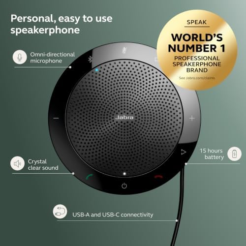Jabra Speak 510 (2025 Edition) Portable USB Bluetooth Speaker, Black - Image 3