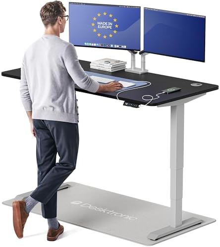 Desktronic HomePro Standing Desk 60x30 — Made in Europe, Ergonomic Sit Stand Home Office Desk, Electric Height Adjustable, Dual Motor, USB & USB-C Charging, Wobble-Free, Touchscreen, 3 Memory Presets by Desktronic