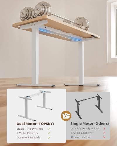 TOPSKY Dual Motor Standing Desk Frame, 225 lbs Capacity, White - Image 3
