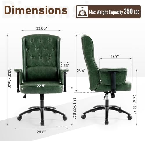 DYHOME Vintage Office Chair Wingback Executive Desk Chair - Image 2