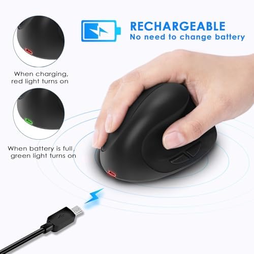Right Hand Ergonomic Vertical Wireless Mouse Type C Rechargeable 6 Btn Mice - Image 7