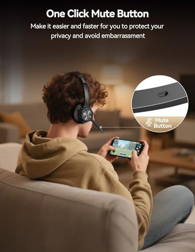 TECKNET Trucker Bluetooth Headset, Wireless Headset with Mic for Work, V5.2 Bluetooth Headphones with AI Noise Cancelling Microphone, 60H Battery, On-Ear Headphones for Call Center, Office, Drivers - Image 5