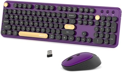 Colorful Wireless Computer Keyboards Mouse Combos (Black Purple) by UBOTIE