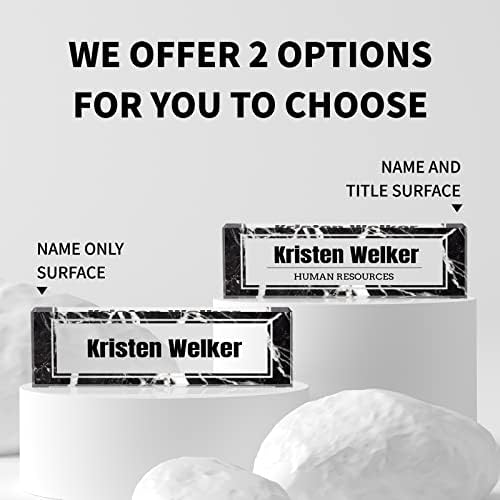 Custom Name Plate for Desk, Desk Name Plate Personalized, Office Decor for Women Men, Acrylic Desktop Accessories, Office Gifts for Coworkers Boss Teacher, Employee Appreciation Gifts (Black Marble) - Image 2