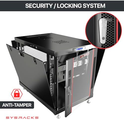 Sysracks 22U Premium Rack Mount Server 35" Depth Deep Network Cabinet, Server Rack with Fan, Removable Side Panels, Locking Glass Door Computer Cabinet Enclosure Network Rack Case PR 22.900 - Image 4